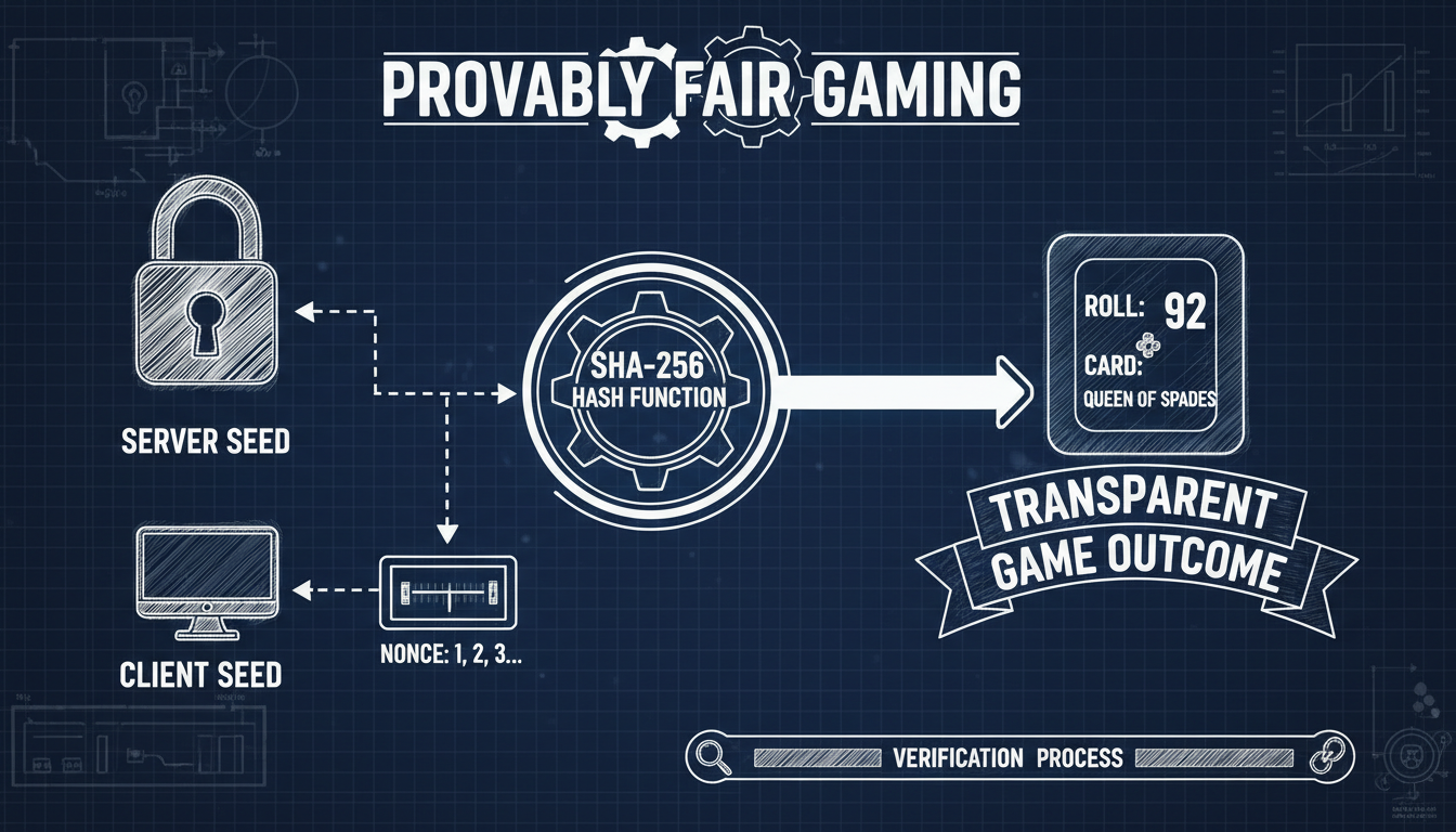 Schemat działania technologii Provably Fair w kasynie online
